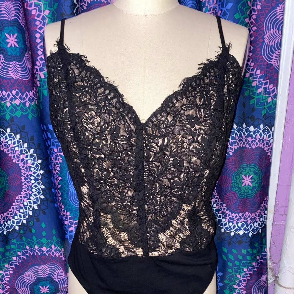 Black/Nude Lace Bodysuit